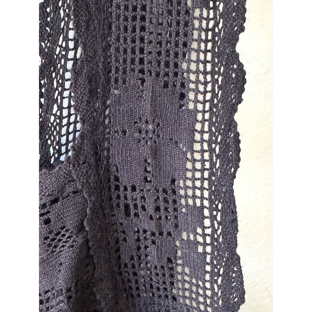 J.Crew Black Lace-Trim Mini Beach Dress Size Medium Cotton Crochet Sheer Unlined - Picture 4 of 10
